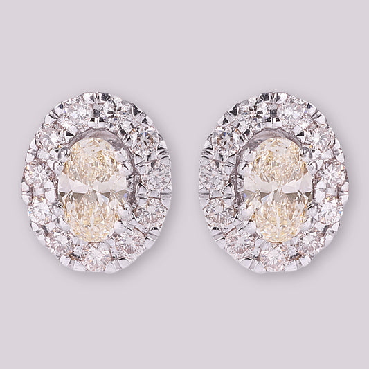 Oval Diamond Halo Stud Earrings
