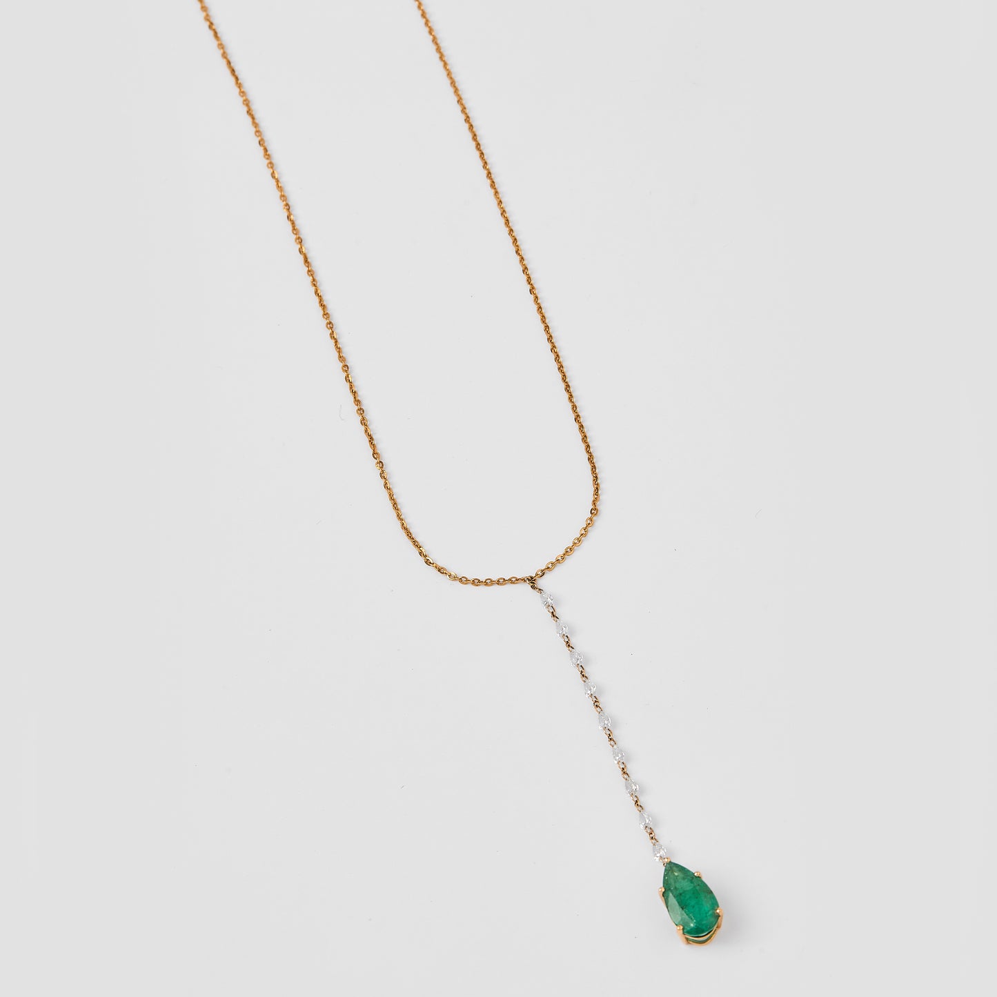 Emerald Diamond Drop Necklace