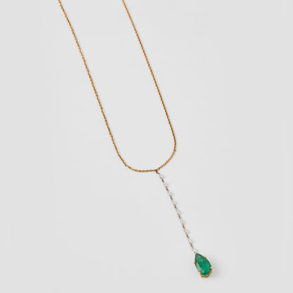 Emerald Diamond Drop Necklace