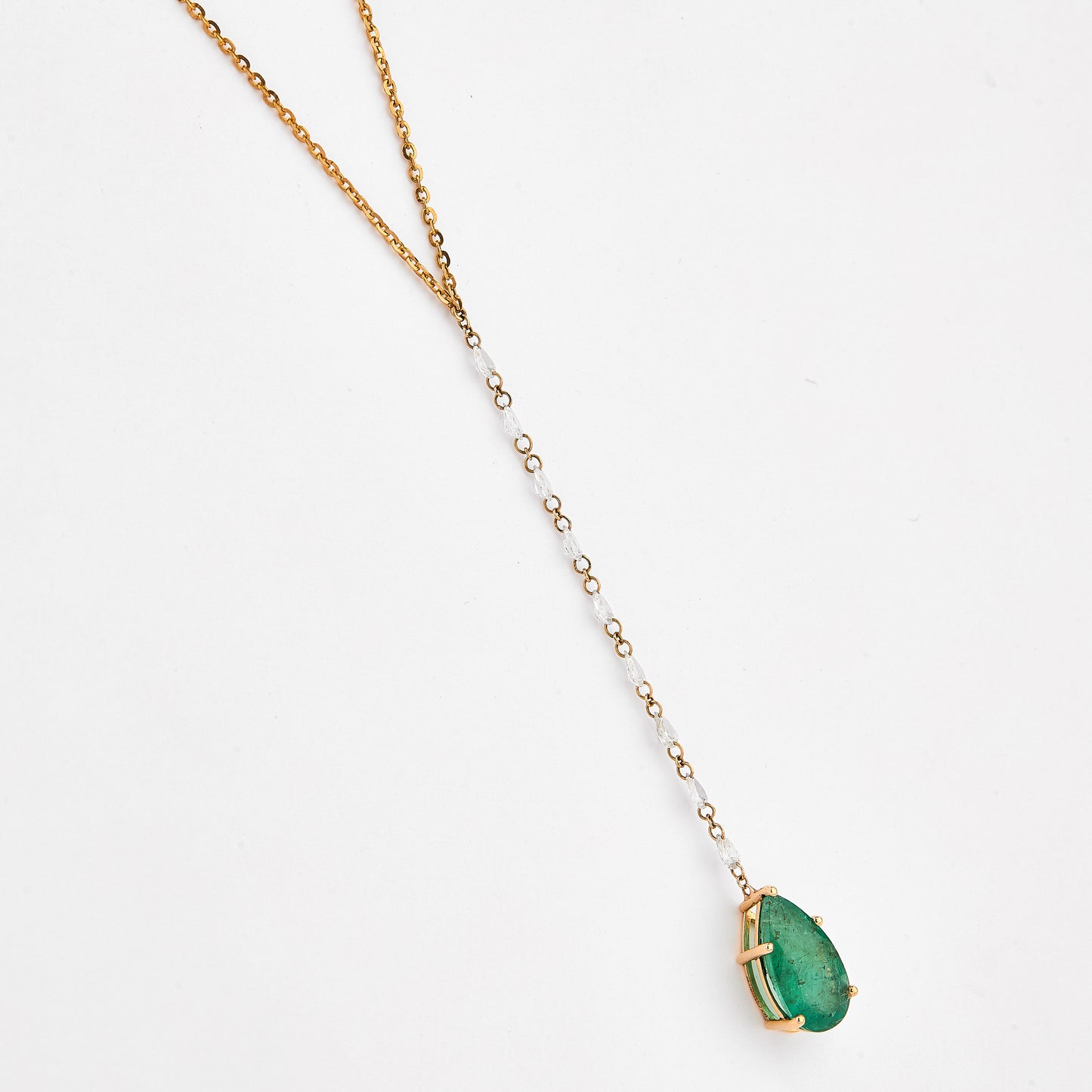 Emerald Diamond Drop Necklace