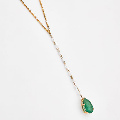 Emerald Diamond Drop Necklace