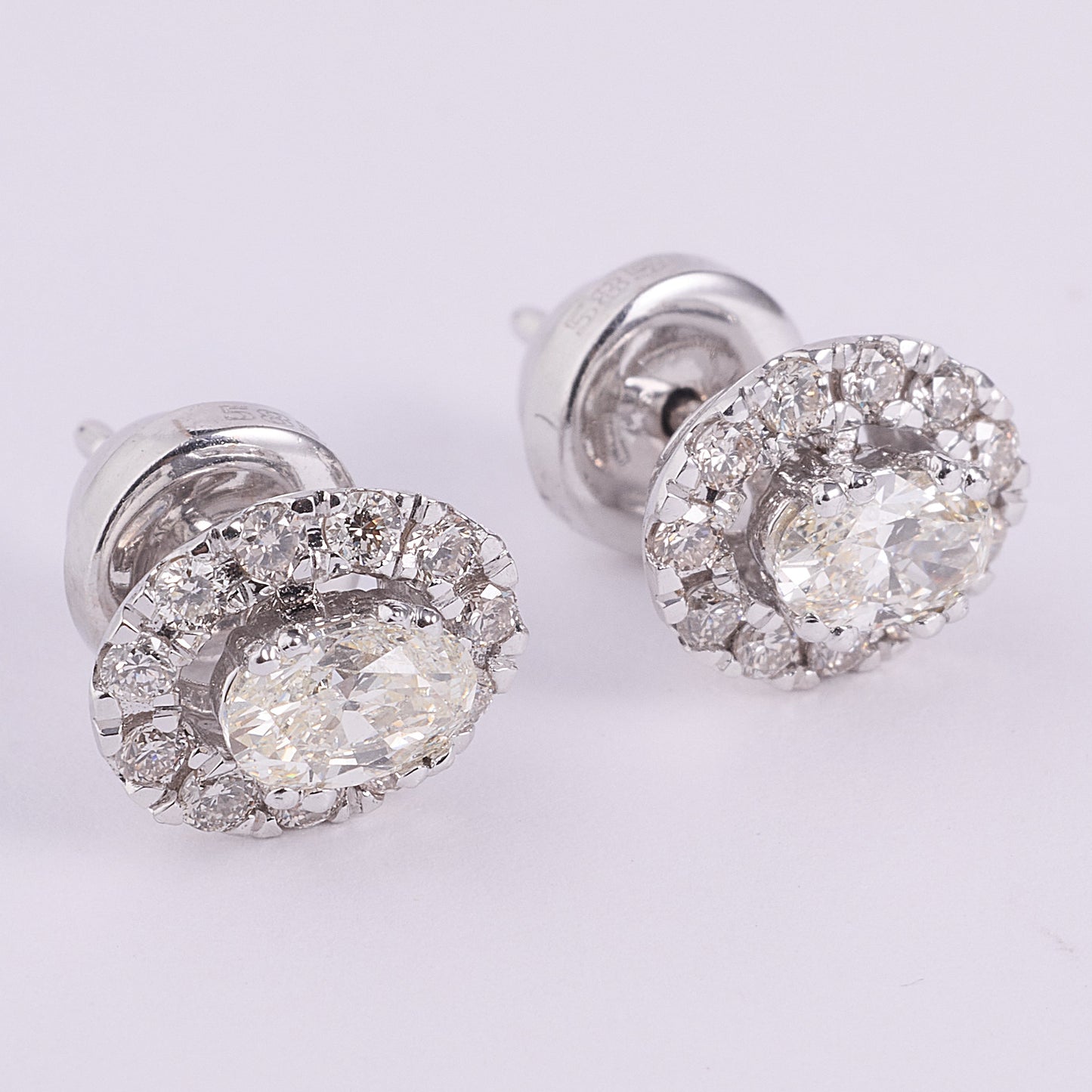 Oval Diamond Halo Stud Earrings