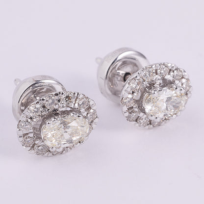 Oval Diamond Halo Stud Earrings