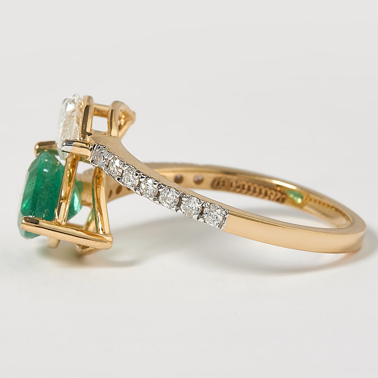 Pear Emerald Diamond Ring