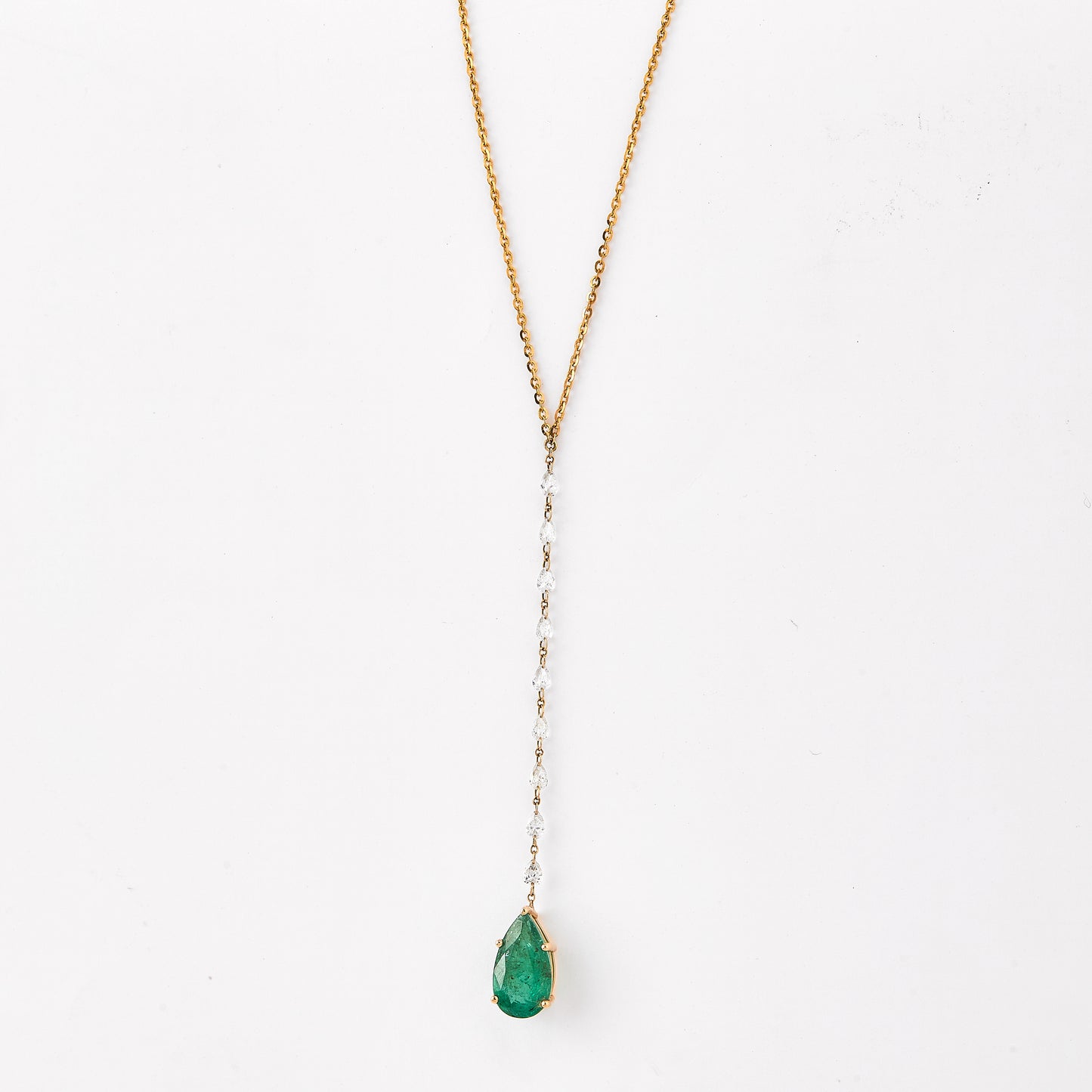 Emerald Diamond Drop Necklace