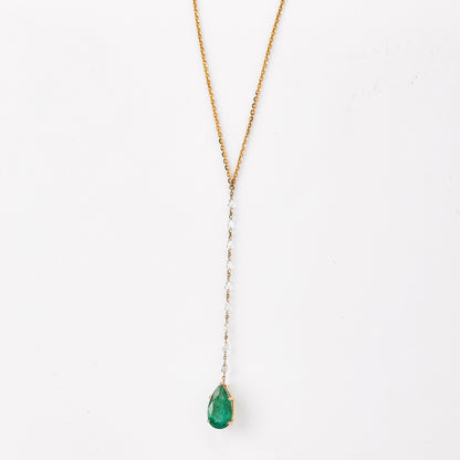 Emerald Diamond Drop Necklace