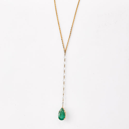Emerald Diamond Drop Necklace