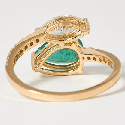 Pear Emerald Diamond Ring