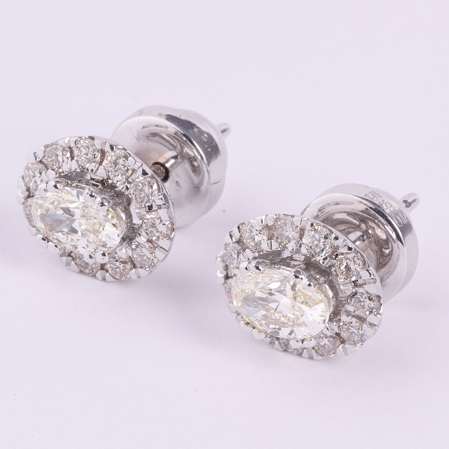 Oval Diamond Halo Stud Earrings