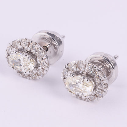 Oval Diamond Halo Stud Earrings