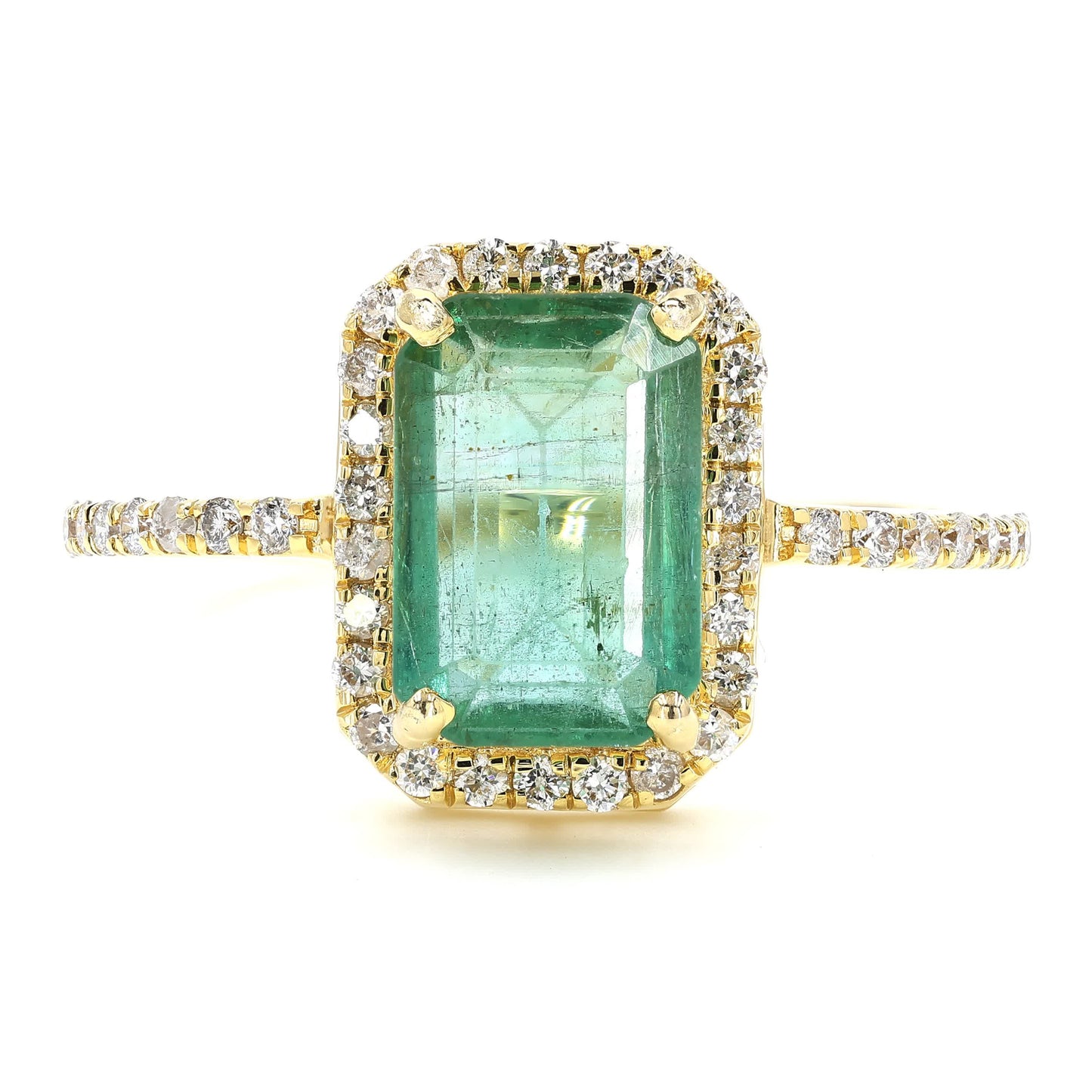 Emerald Cut Emerald Halo Ring