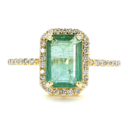 Emerald Cut Emerald Halo Ring