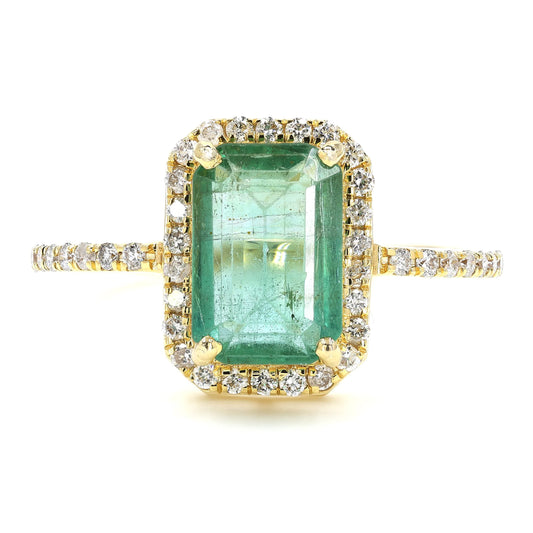 Emerald Cut Emerald Halo Ring