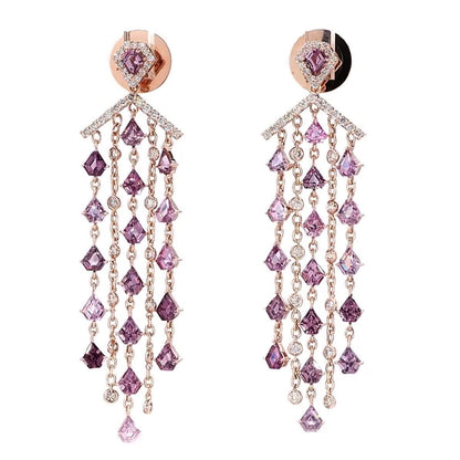 Spinel Diamond Tassel Earrings