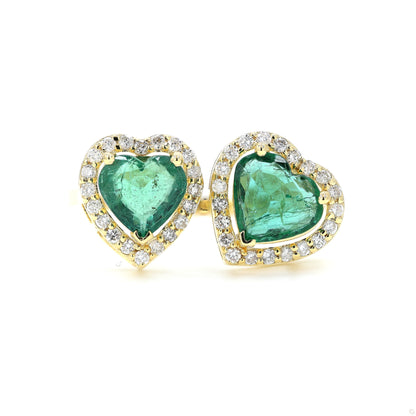 Heart Natural Emerald Diamond Open Band Ring