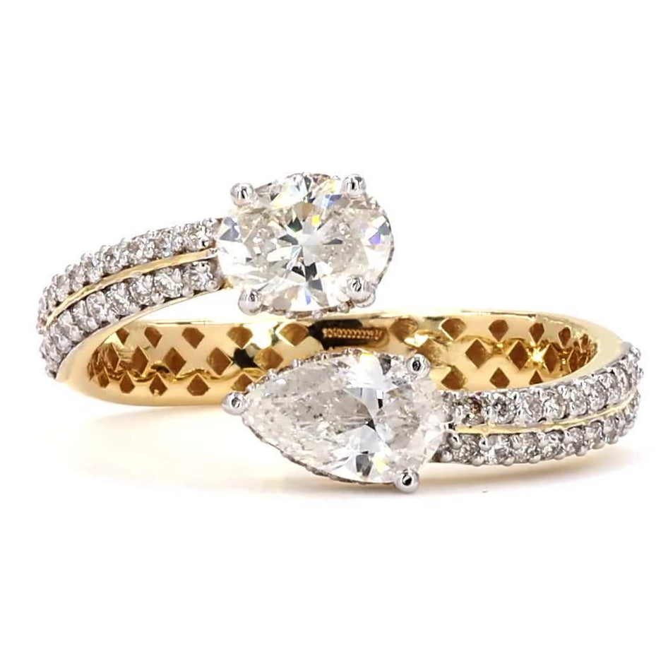 Bypass Pear Oval Diamond Ring