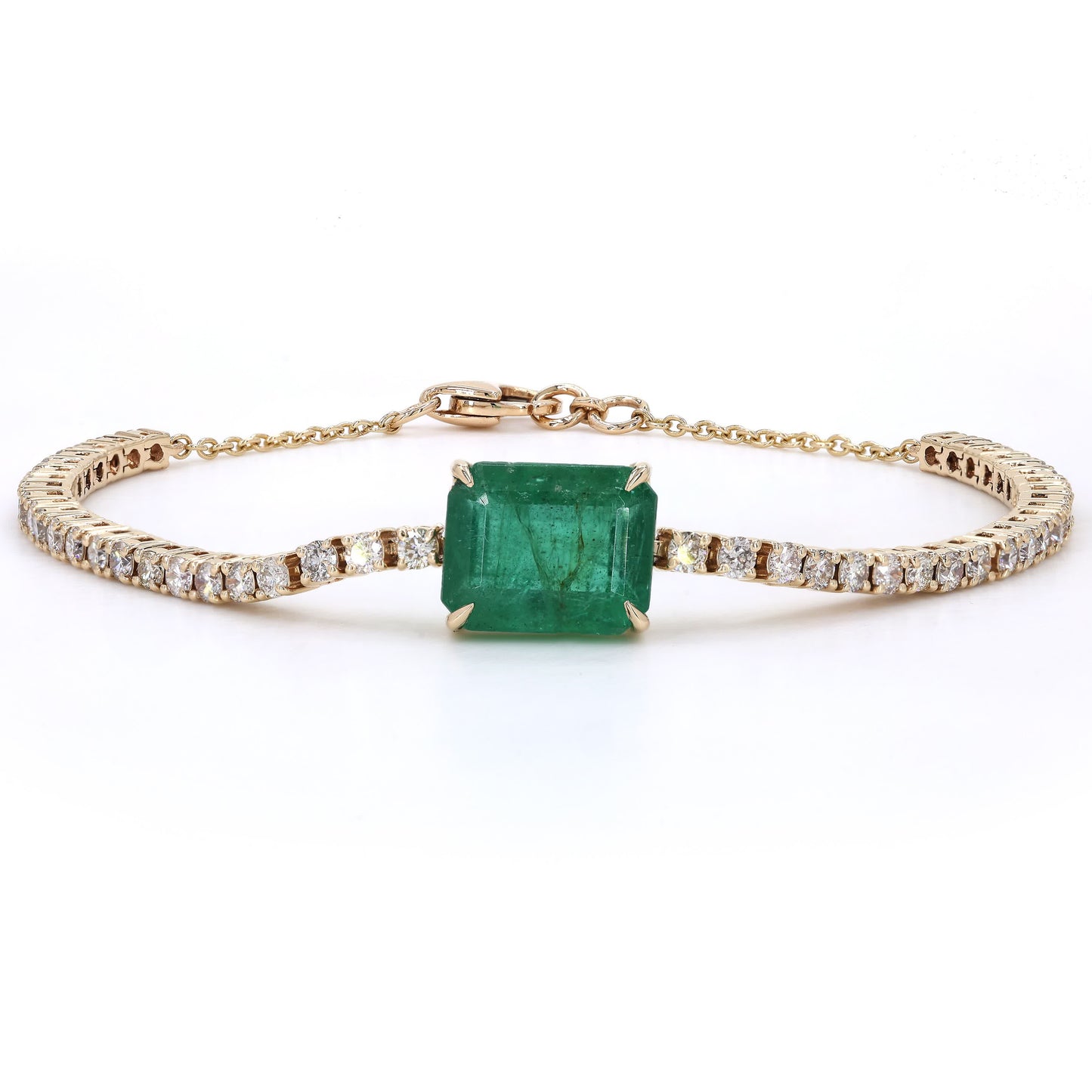 Emerald Diamond Tennis Chain Bracelet