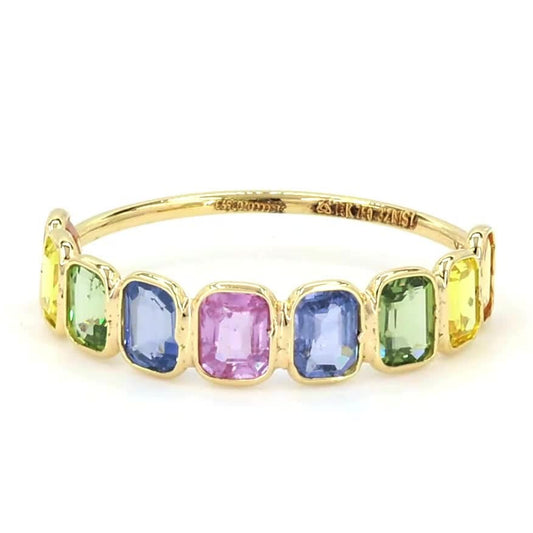 Multi Stone Emerald Cut Sapphire Gemstone Ring