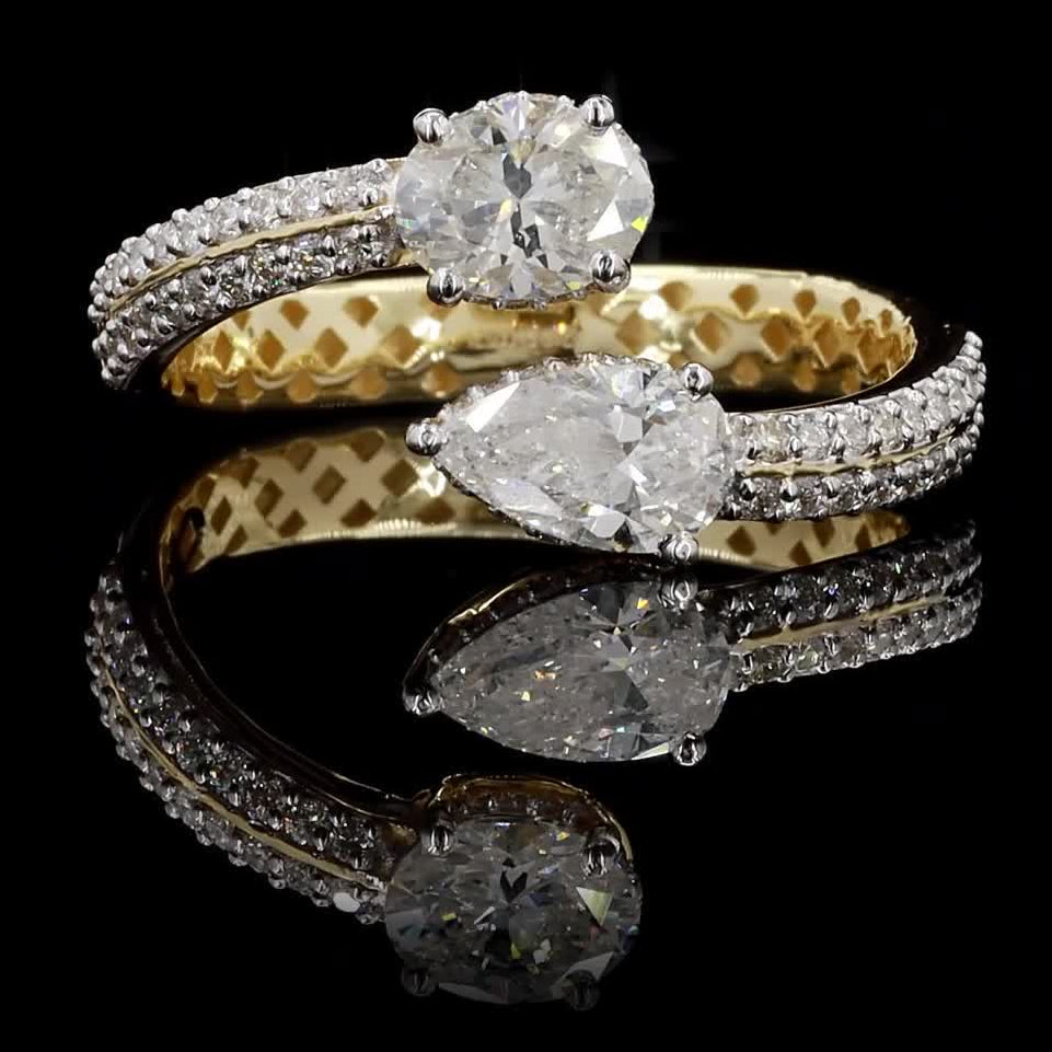 Bypass Pear Oval Diamond Ring