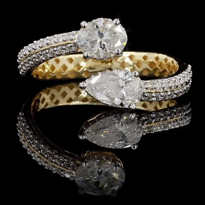 Bypass Pear Oval Diamond Ring