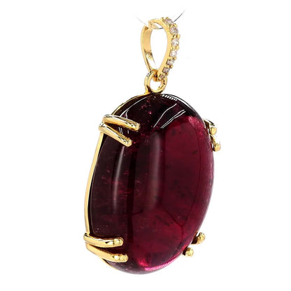 Oval Rubellite Cabochon Pendant