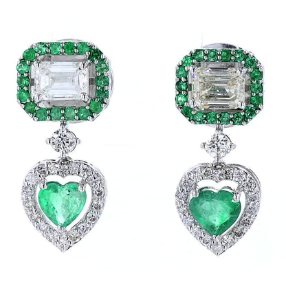 Emerald Heart Drop Earrings