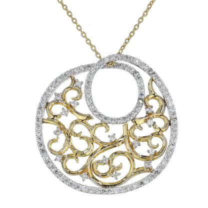 Filigree Circle Natural Diamond Pendant Necklace