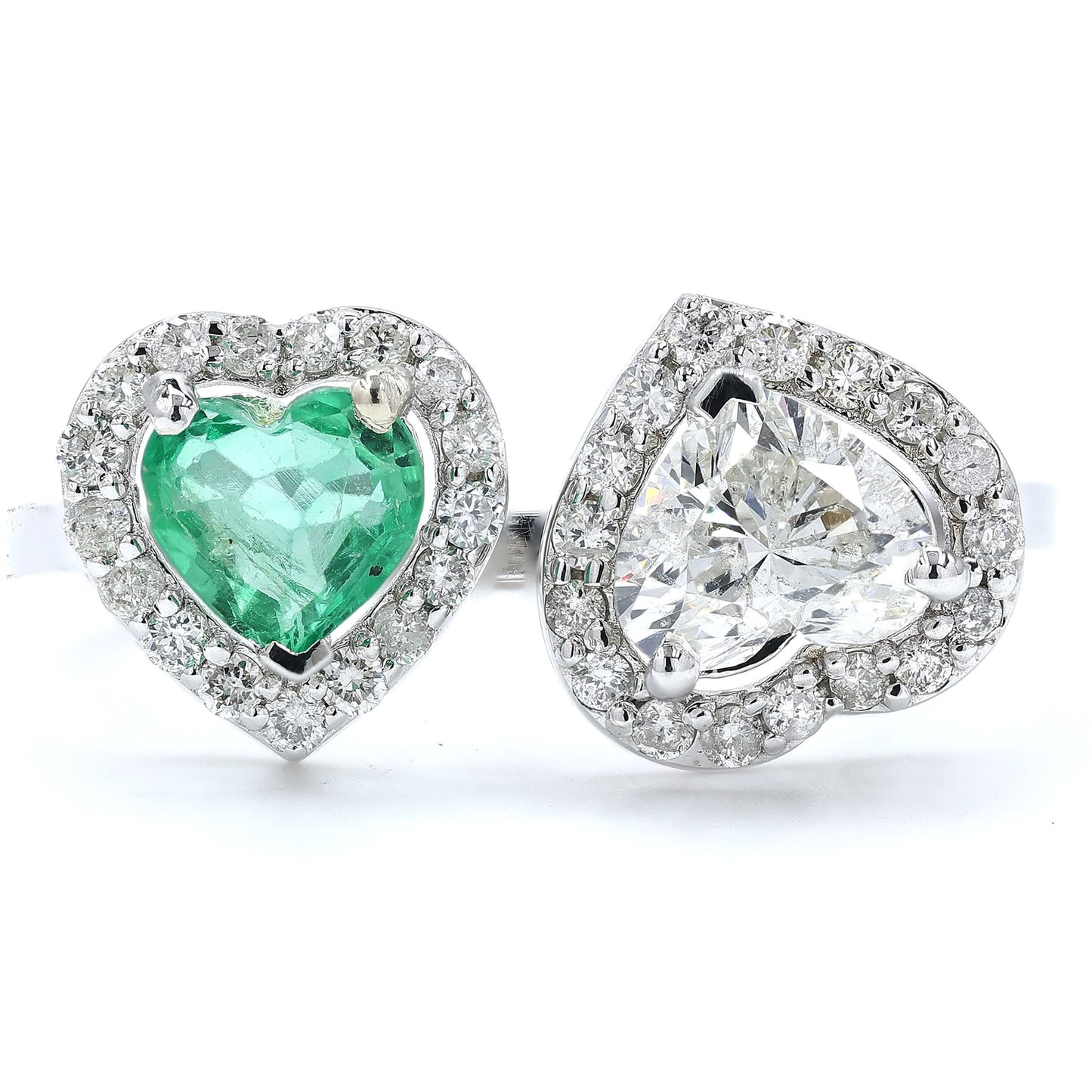 Emerald Heart & Diamond Heart Ring