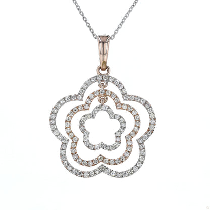 Layered Floral Diamond Pendant Necklace