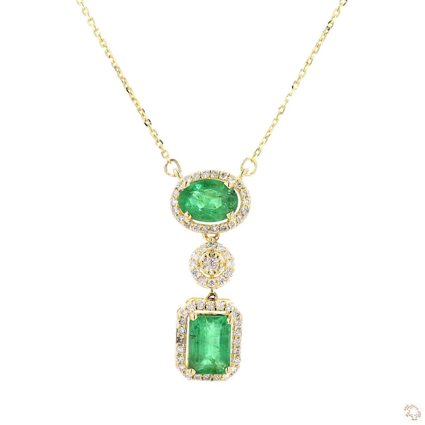 Emerald Drop Diamond Pendant Necklace