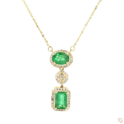 Emerald Drop Diamond Pendant Necklace