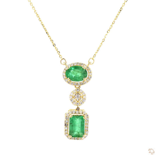 Emerald Drop Diamond Pendant Necklace