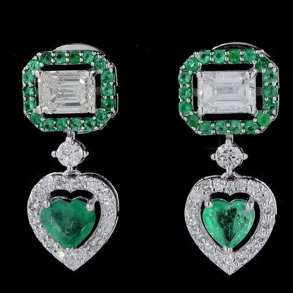 Emerald Heart Drop Earrings