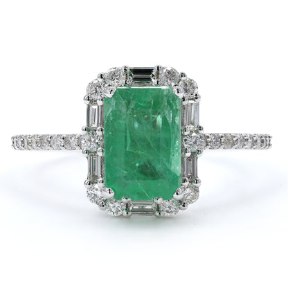 Emerald Halo Diamond Ring
