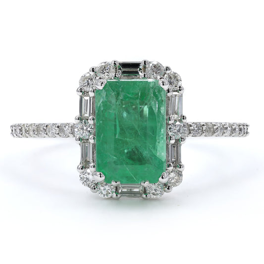 Emerald Halo Diamond Ring