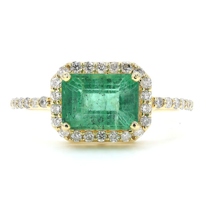 Emerald Cut Emerald Halo Ring