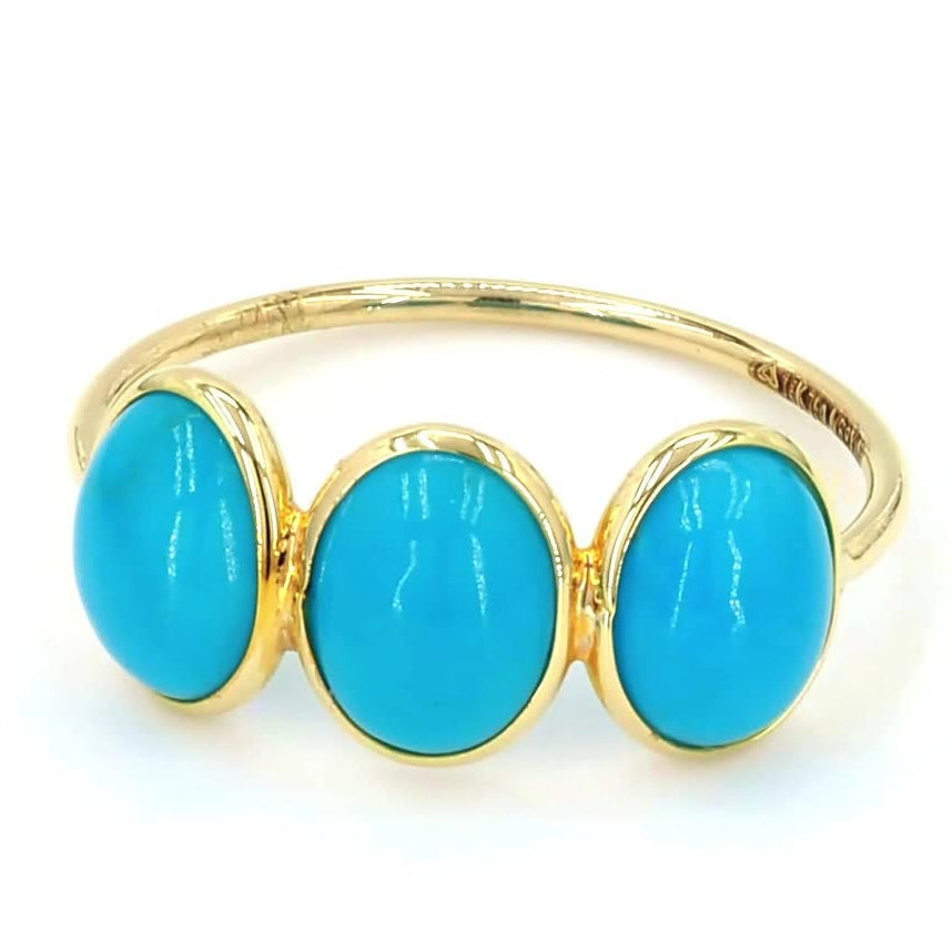 Three Stone Natural Turquoise Ring