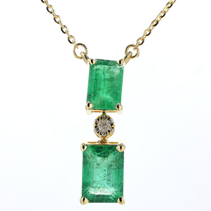 Emerald Drop Diamond Pendant Necklace