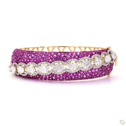Pink Sapphire Oval Diamond Bangle