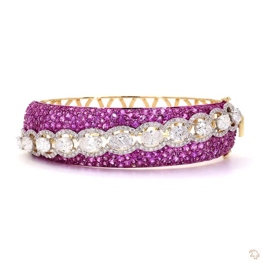 Pink Sapphire Oval Diamond Bangle