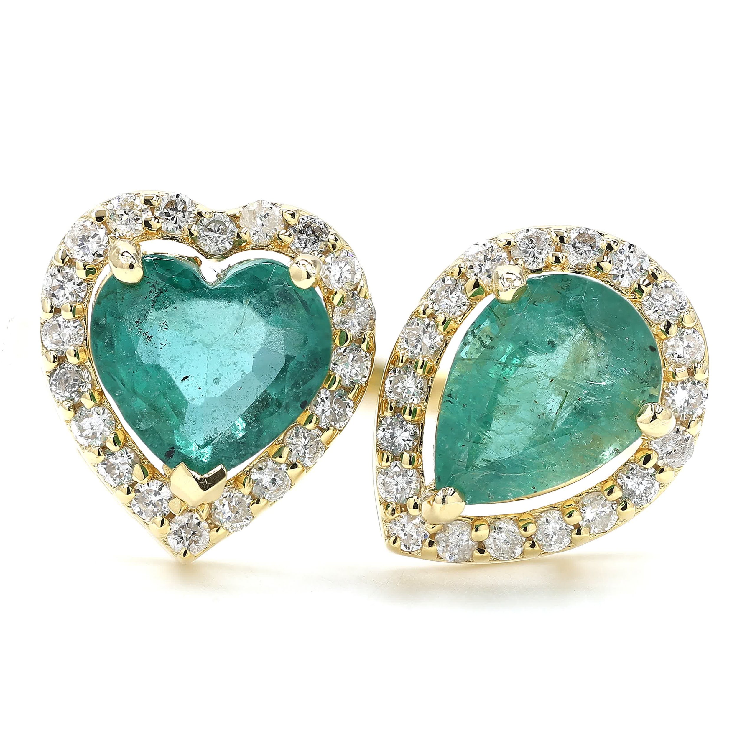 Heart and Pear Emerald Diamond Ring