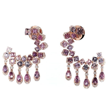 Pink Spinel Diamond Drop Earrings