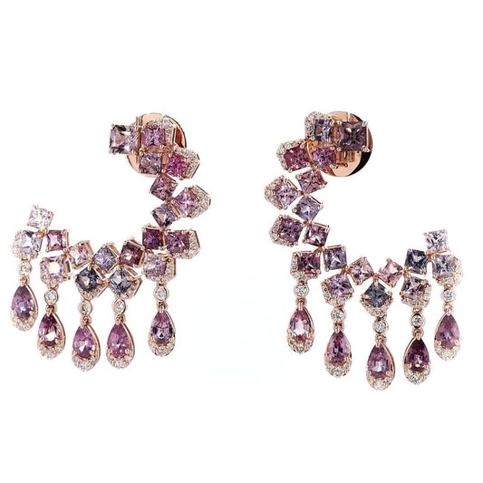 Pink Spinel Diamond Drop Earrings