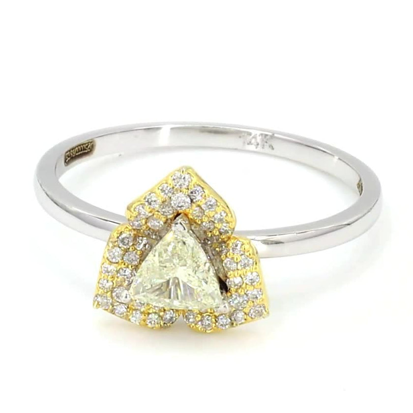 Trillion Cut Halo Diamond Ring