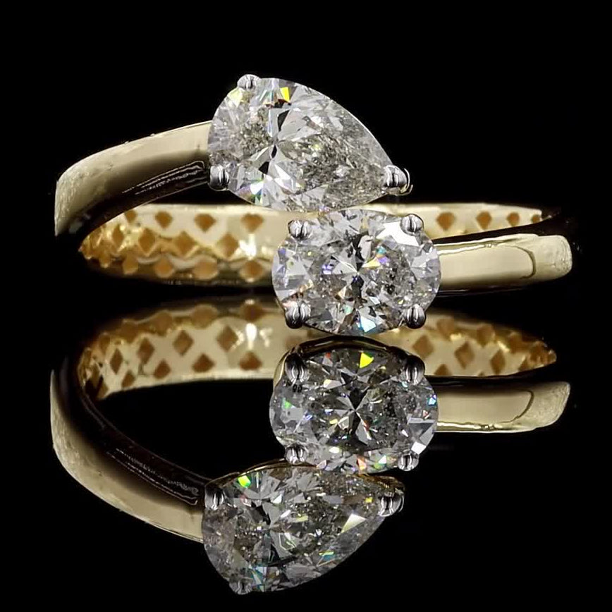 Bypass Two Stone Diamond Ring