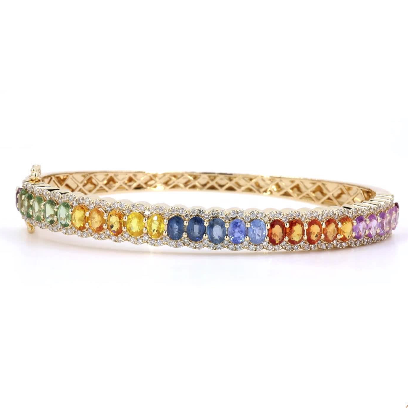 Rainbow Sapphire Diamond Bangle
