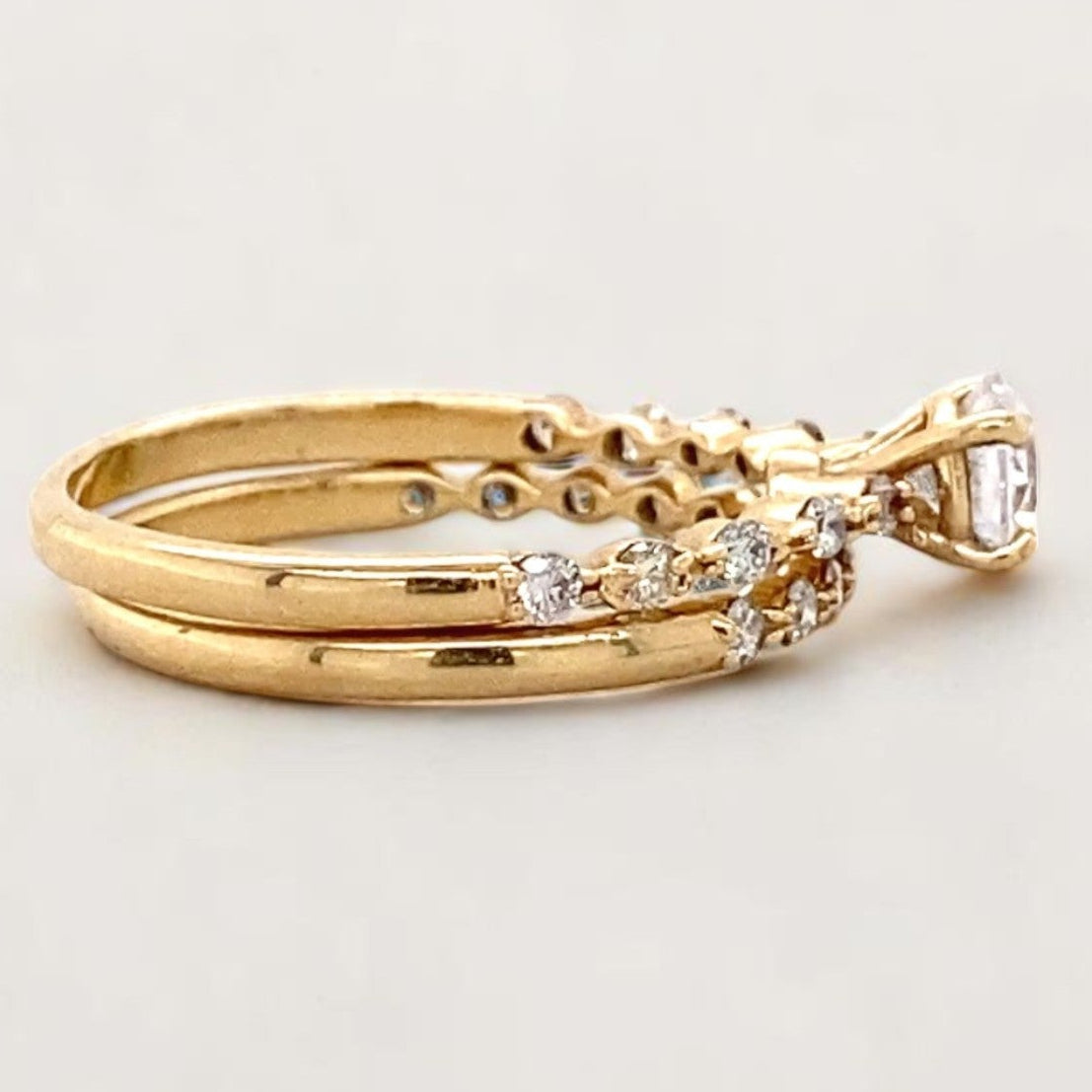 Natural Solitaire Ring With Supporting Band
