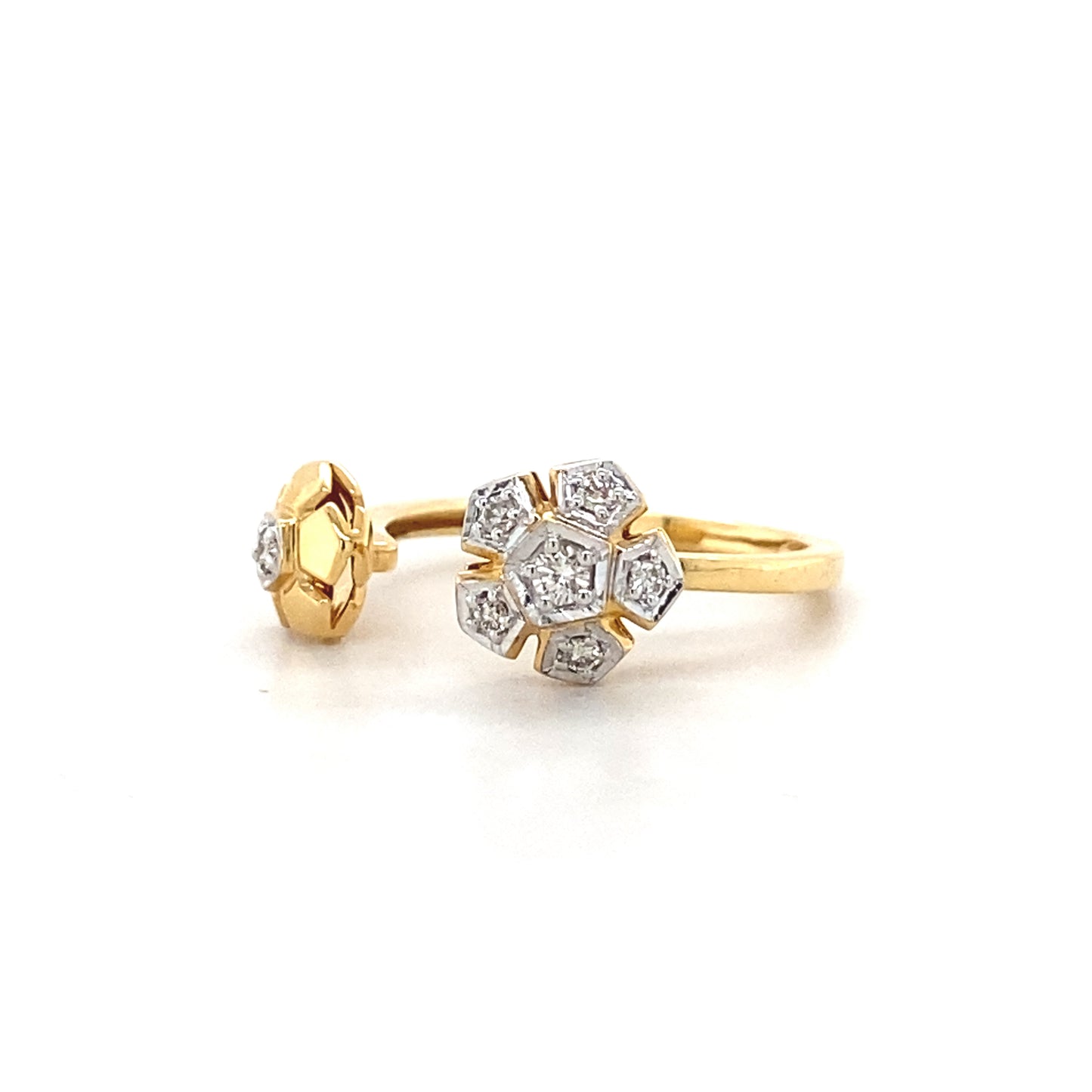 Flower diamond open ring