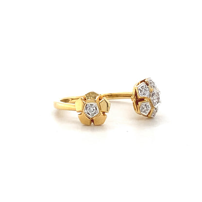 Flower diamond open ring
