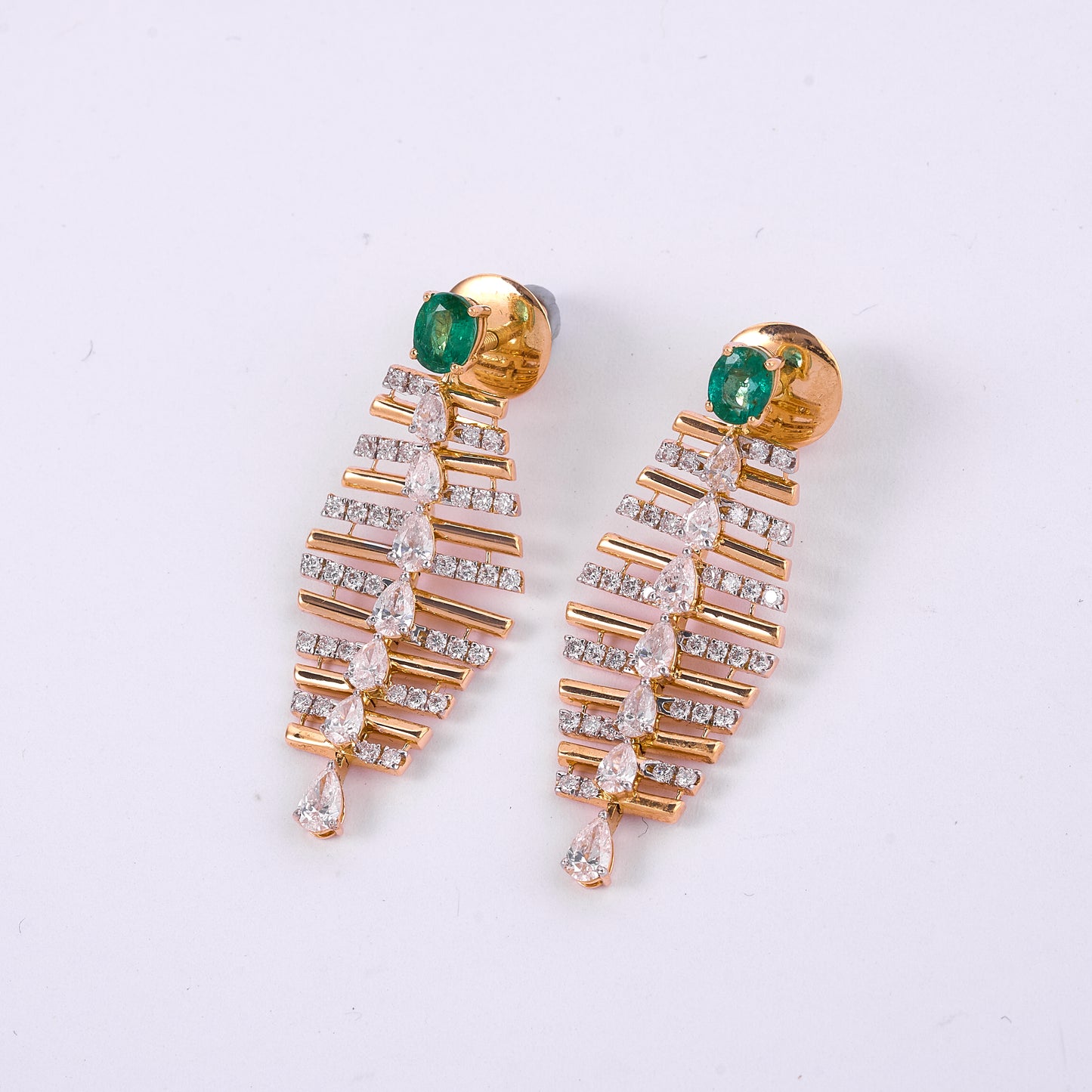 Emerald Pear Drop Diamond Earrings